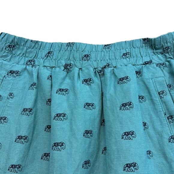 Women's LOFT Outlet‎ Midi Blue Green Elephant Linen Blend Skirt Size S/P Small P - Picture 5 of 8